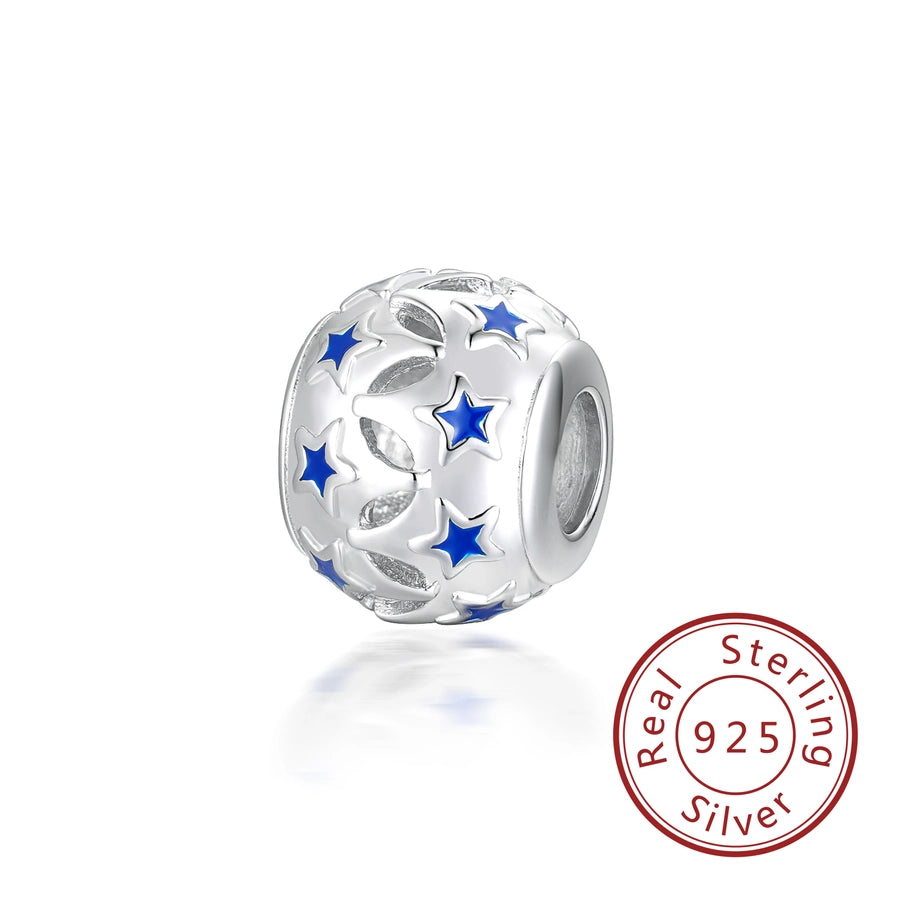 1 Piece 12.5 * 9.97mm Hole 4~4.9mm Sterling Silver Rhodium Plated Star Polished Jewelry Accessories