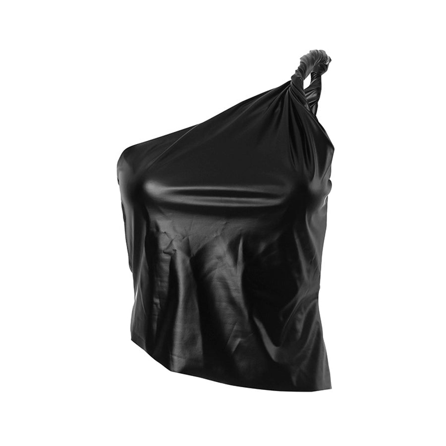 Women's Leather Jacket Tank Tops Backless Streetwear Solid Color