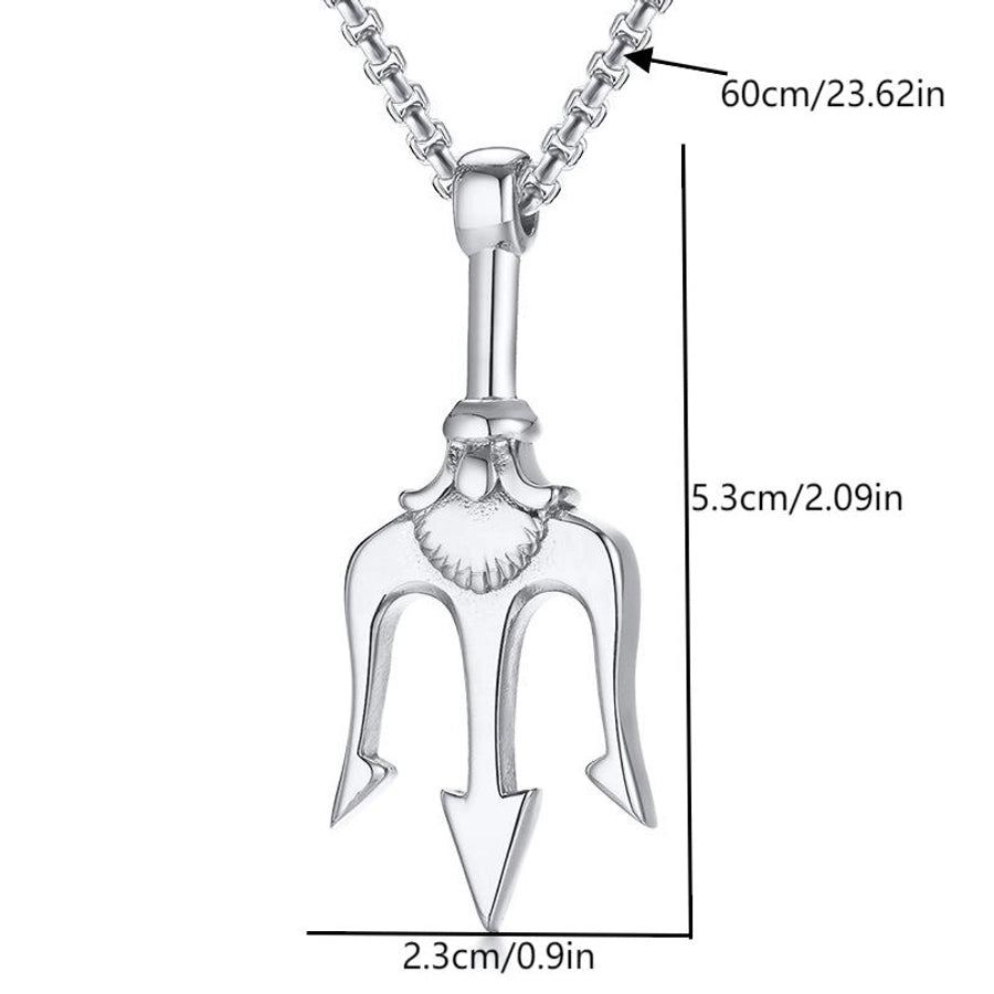 Haiwang Trident Pendant Stainless Steel Necklace Original Cool Design Men's Domineering Simple Hip Hop Sweater Chain