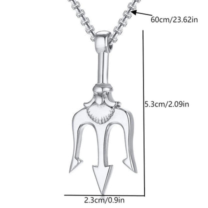 Haiwang Trident Pendant Stainless Steel Necklace Original Cool Design Men's Domineering Simple Hip Hop Sweater Chain