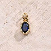 Dark Blue Zircon Oval Pendant (Gold)