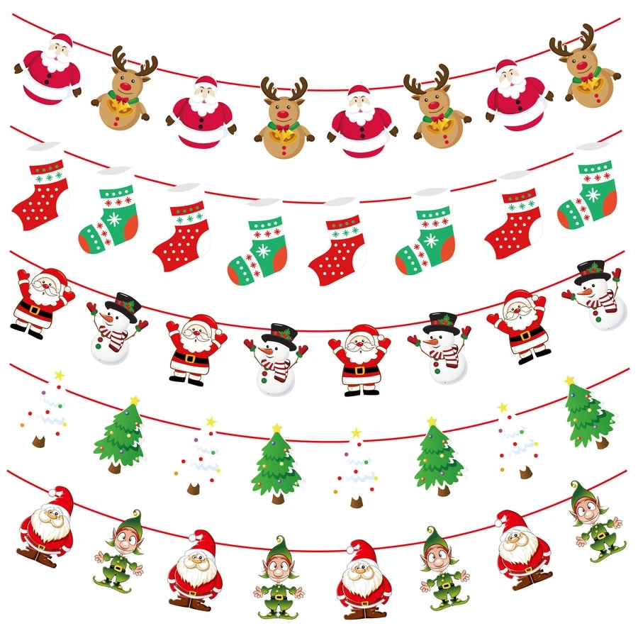 Christmas Paper Flag Christmas Window Hotel Scene Decoration Flag  Santa Claus Flag