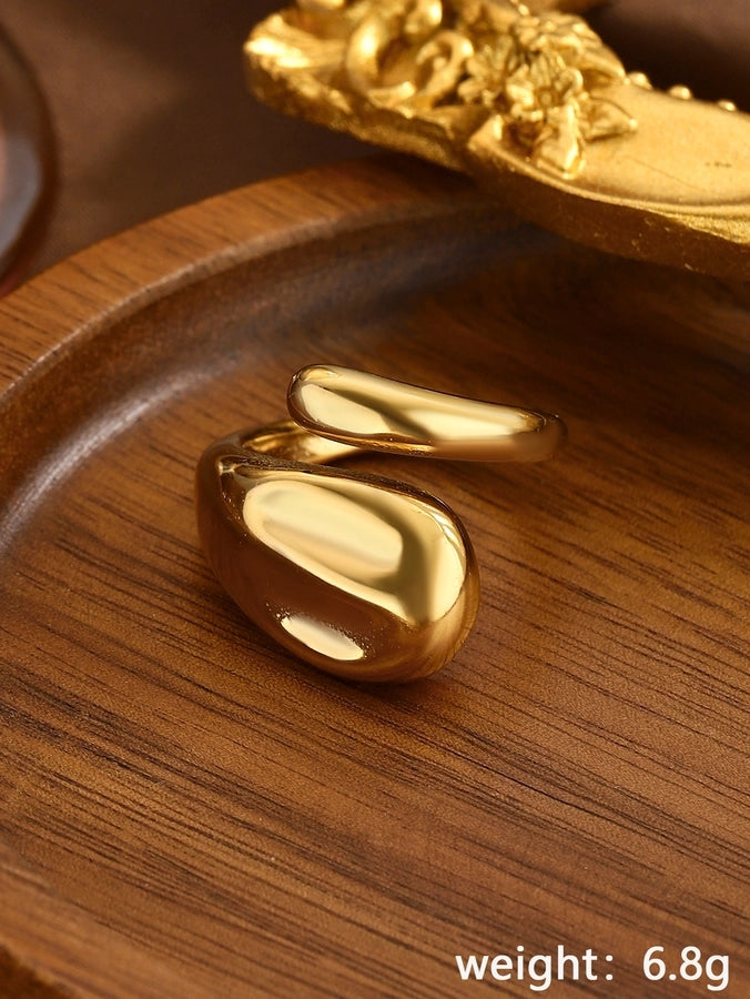 Jewelry Elegant Classical Vintage Style Geometric Water Droplets 316L Stainless Steel  Titanium Steel Wide Band Rings Open Rings