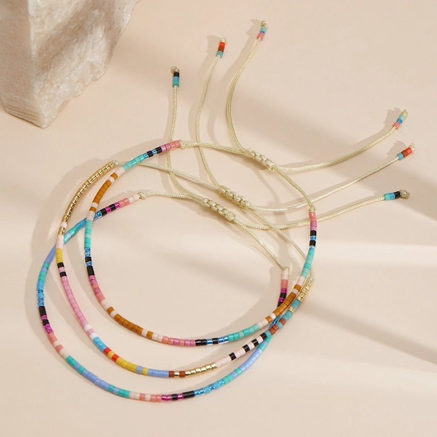 Bohemian Round Seed Bead Wax line Copper  Beaded Bracelets