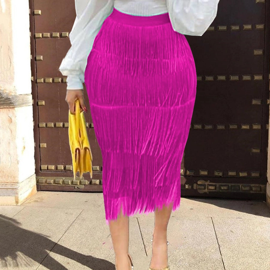 summer simple style solid color midi dress skirts