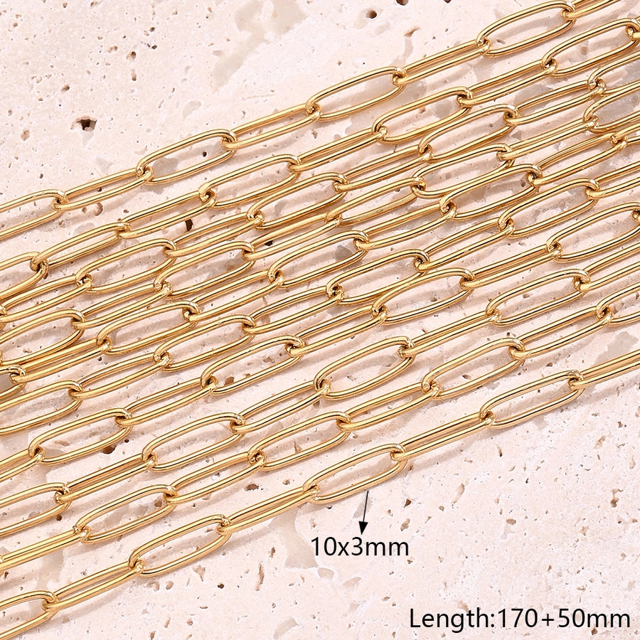 10 Strands/Package 304 Stainless Steel 18K Gold Plated cable chain Twisted Rope Chain Polished Length: 170 50mm Jewelry Accessories