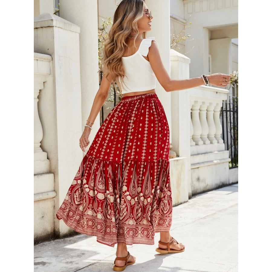 Summer Vacation Printing Polyester Maxi Long Dress Skirts