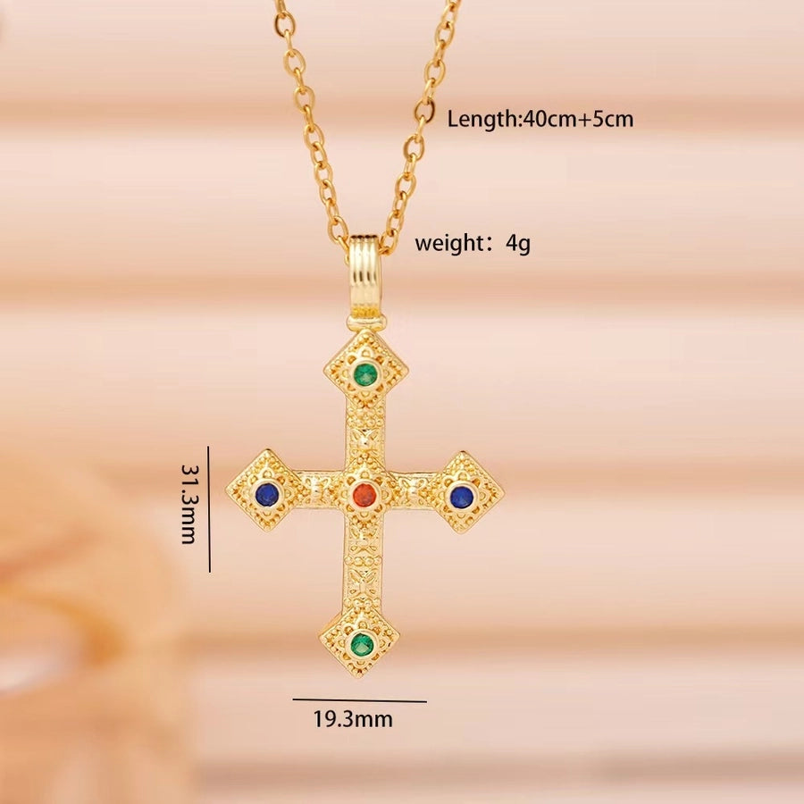 Jewelry Cute Lady Shiny Cross Alloy Copper Pendant Necklace