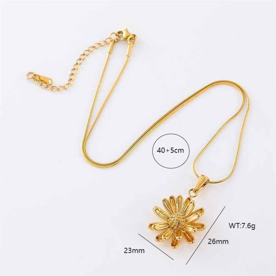 Jewelry Casual Elegant Classic Style Petal 304 Stainless Steel Pendant Necklace