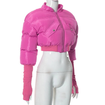 Women's Streetwear Solid Color Zipper Coat cotton clothes
