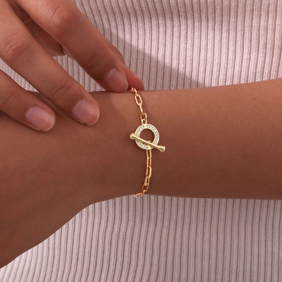 Jewelry IG Style Flower 201 Stainless Steel Copper Zircon 18K Gold Plated Bracelets