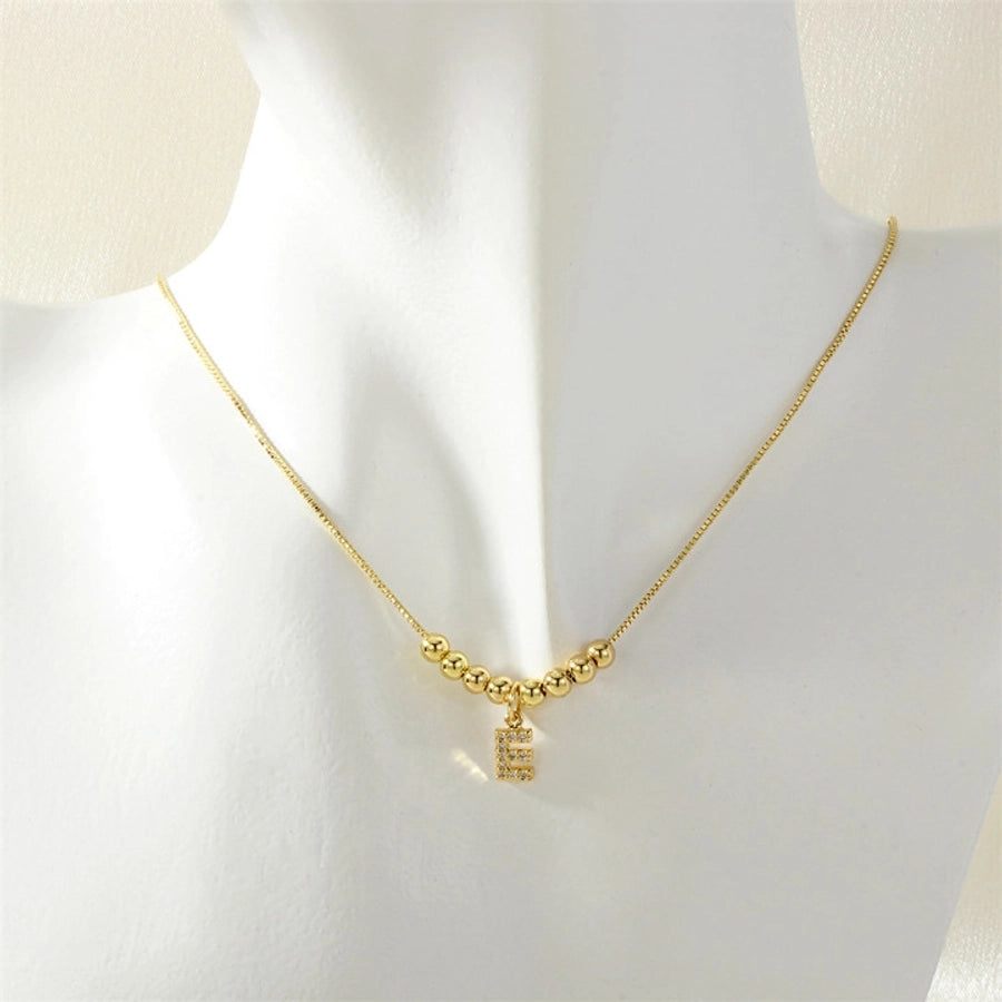 Jewelry Simple Style Letter Copper Zircon Inlay Pendant Necklace