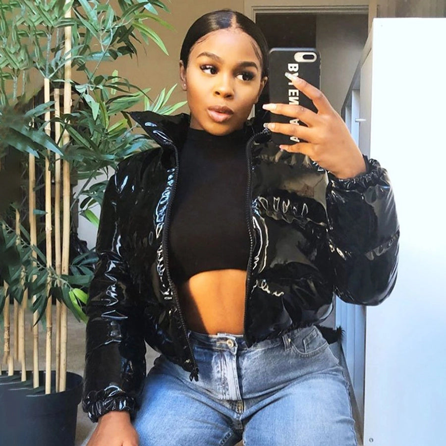 Women's Streetwear Solid Color Zipper Coat cotton clothes