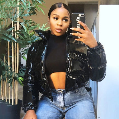 Women's Streetwear Solid Color Zipper Coat cotton clothes