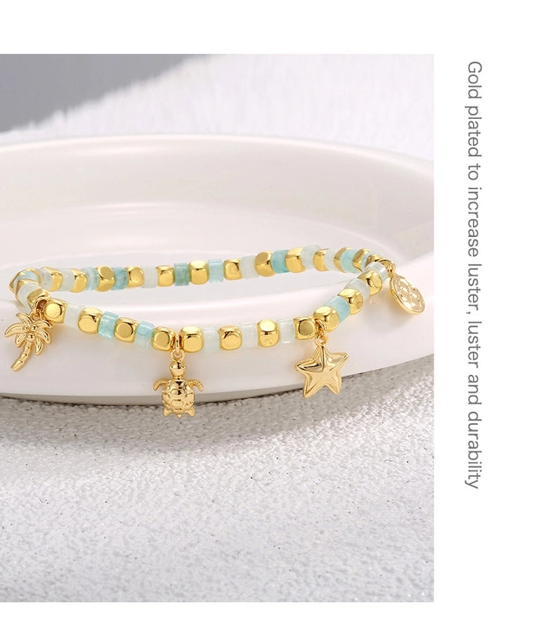 Jewelry Simple Style Tortoise Coconut Tree Starfish Copper Beaded Bracelets