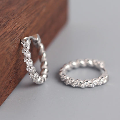 New s925 sterling silver earrings women's Korean-style diamond-embedded gold-plated   internet celebrity earrings simple ear buckle live broadcast