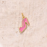Pink Dripping High Heel Shoes Pendant (Gold) [15x11mm (Aperture: 3mm)]