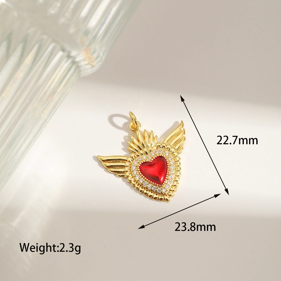 1 Piece 25.3*30.3MM Hole 3~3.9mm Copper 18K Gold Plated Heart Shape Pendant Jewelry Accessories