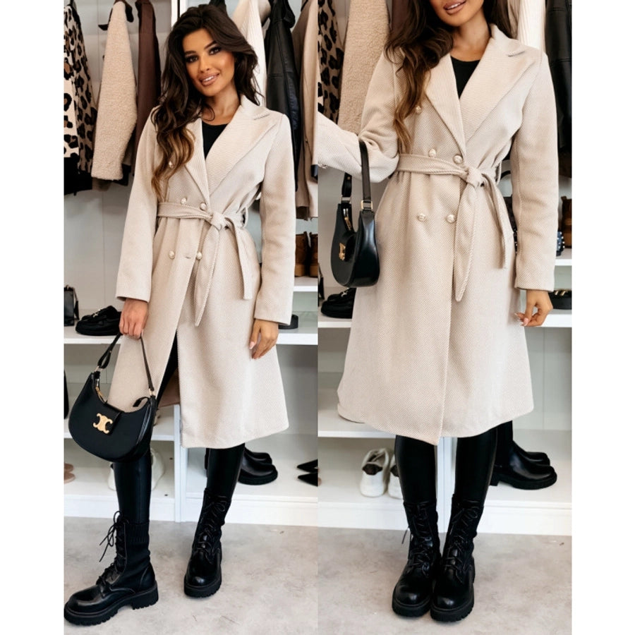 Women's Vacation Simple Style Solid Color Double Breasted Woolen Coat