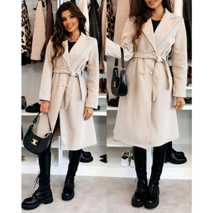 Women's Vacation Simple Style Solid Color Double Breasted Woolen Coat