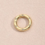 White Zircon Eight Awn Star round Spring Fastener (Gold)