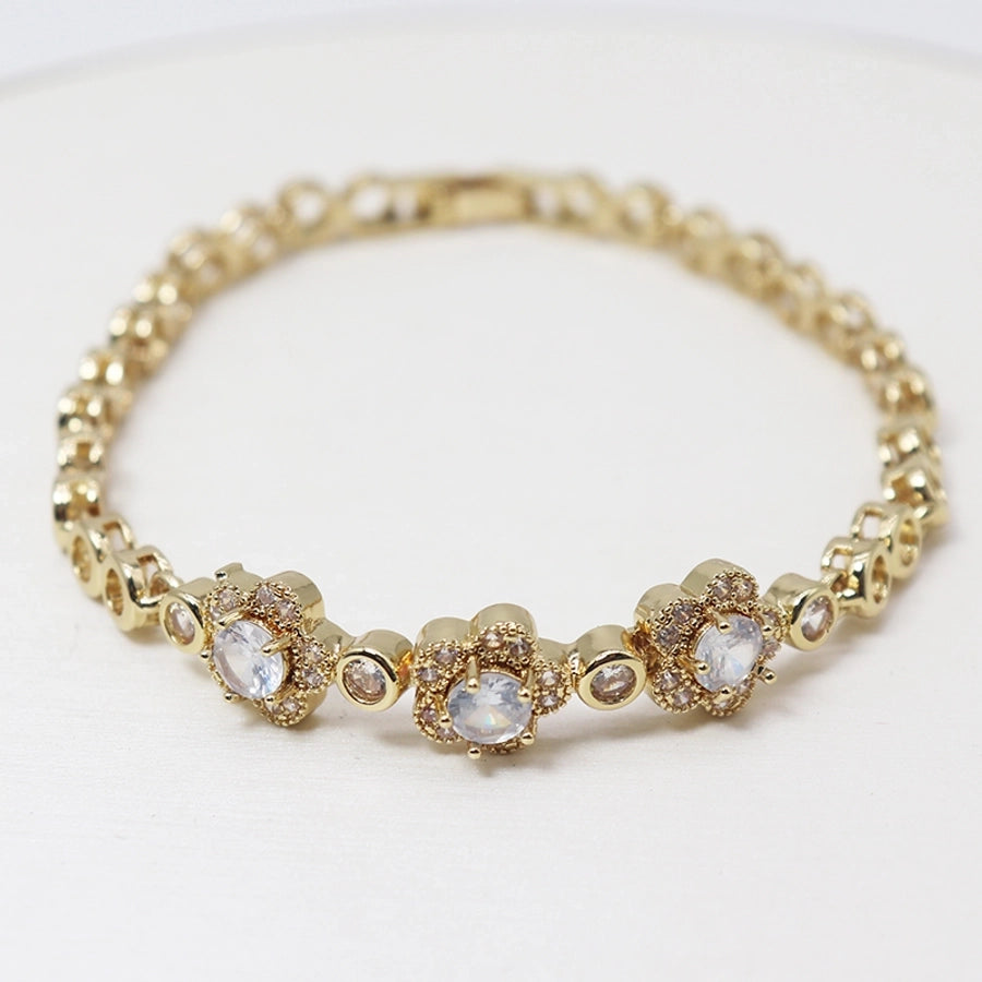 Copper  Heart Shape Flower Zircon Bracelets