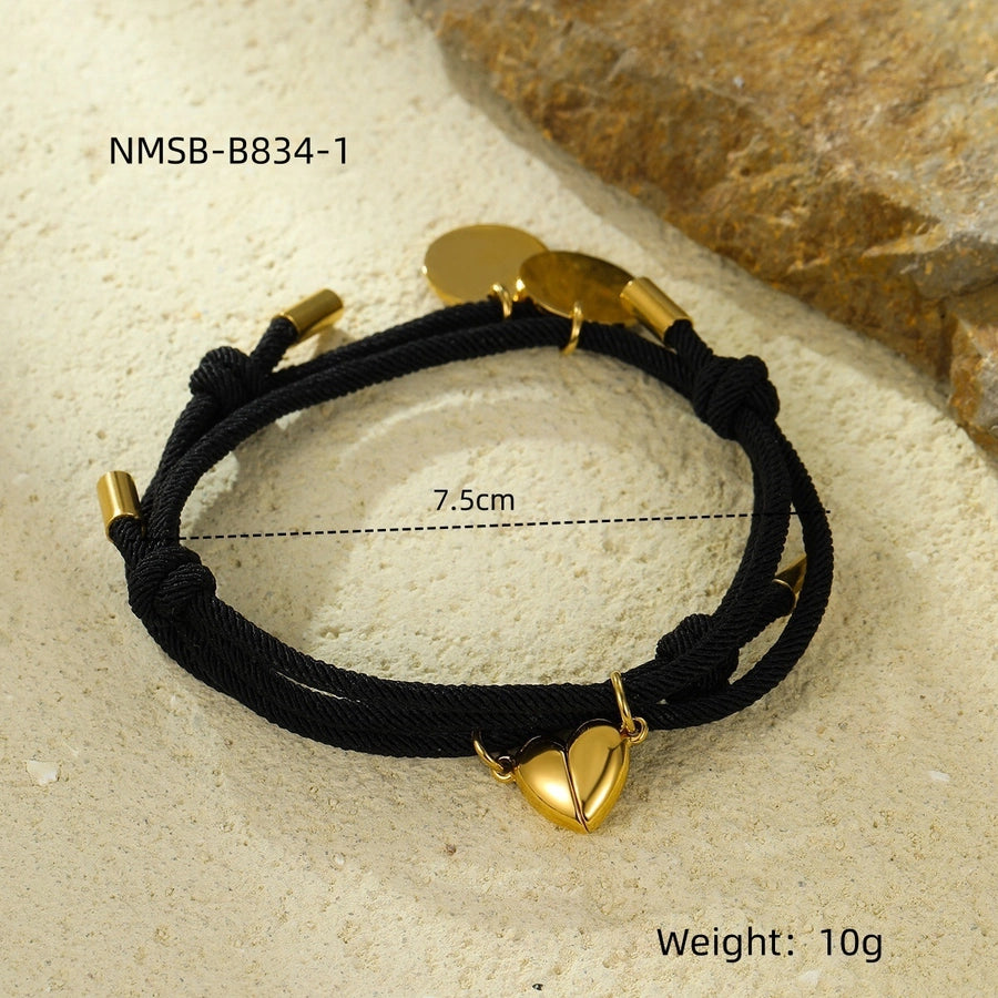 Lady Heart Shape 304 Stainless Steel rope Woven Chain String Bracelets