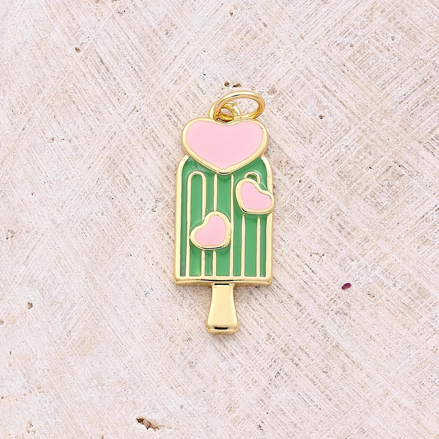 1 Pc/Package 22.5x10mm 23.5x10mm Hole 3~3.9mm Copper 18K Gold Plated Ice Cream Ice Cream Polished Pendant Jewelry Accessories