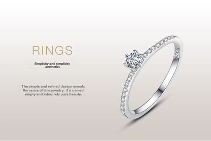 s925 Sterling Silver Ring Women's Korean Jewelry Simple Single Diamond Micro-inlaid Ring Small Fresh Closed Ring Live Explosions