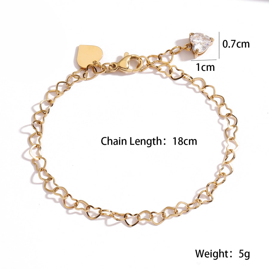 Simple Style Heart Shape 304 Stainless Steel Heart bracelet  Bracelets In Bulk Stainless Steel Bracelets