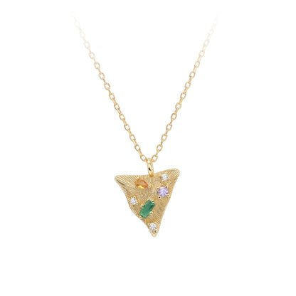 925 Sterling Silver Rack Plated Plated Long-Lasting Plated Zircon cable chain Inlay Triangle Pendant Necklace