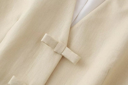 Business Women's British Style Solid Color Polyester Button Pants Sets Pants Sets