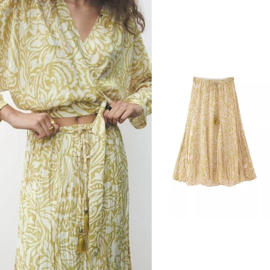 Summer Simple Style Flower Polyester Midi Dress Skirts