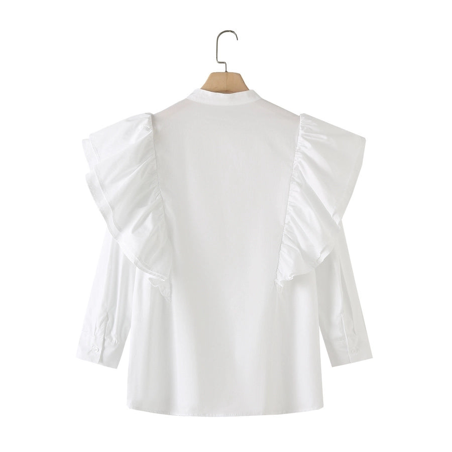 Women's Blouse Long Sleeve Blouses Elegant Solid Color