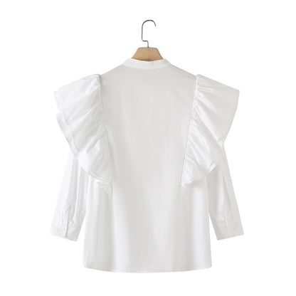 Women's Blouse Long Sleeve Blouses Elegant Solid Color