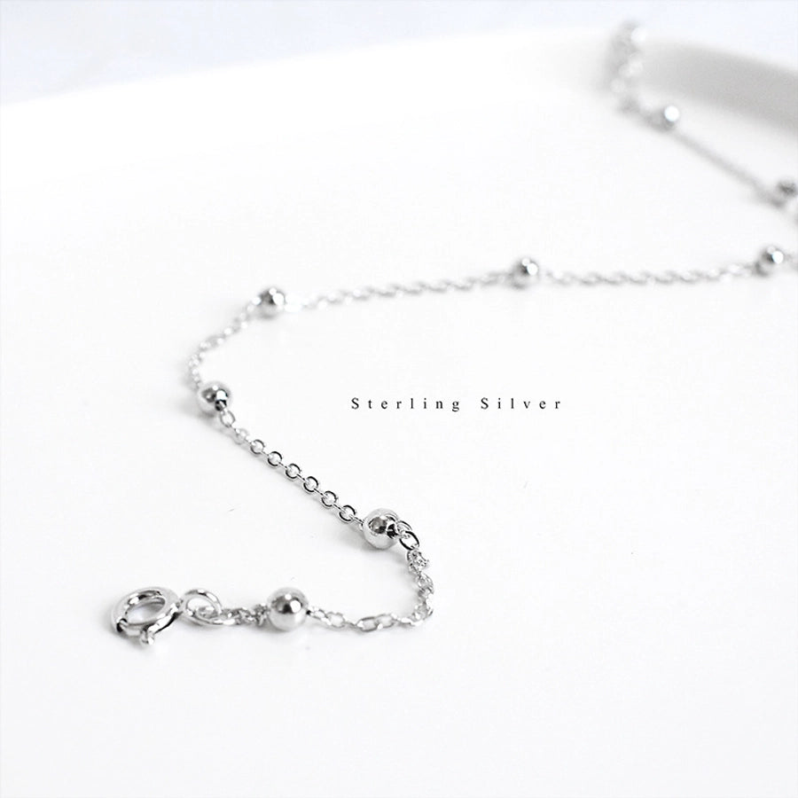 new s925 sterling silver beads cross chain anklet Korea  temperament simple foot ornaments personalized jewelry