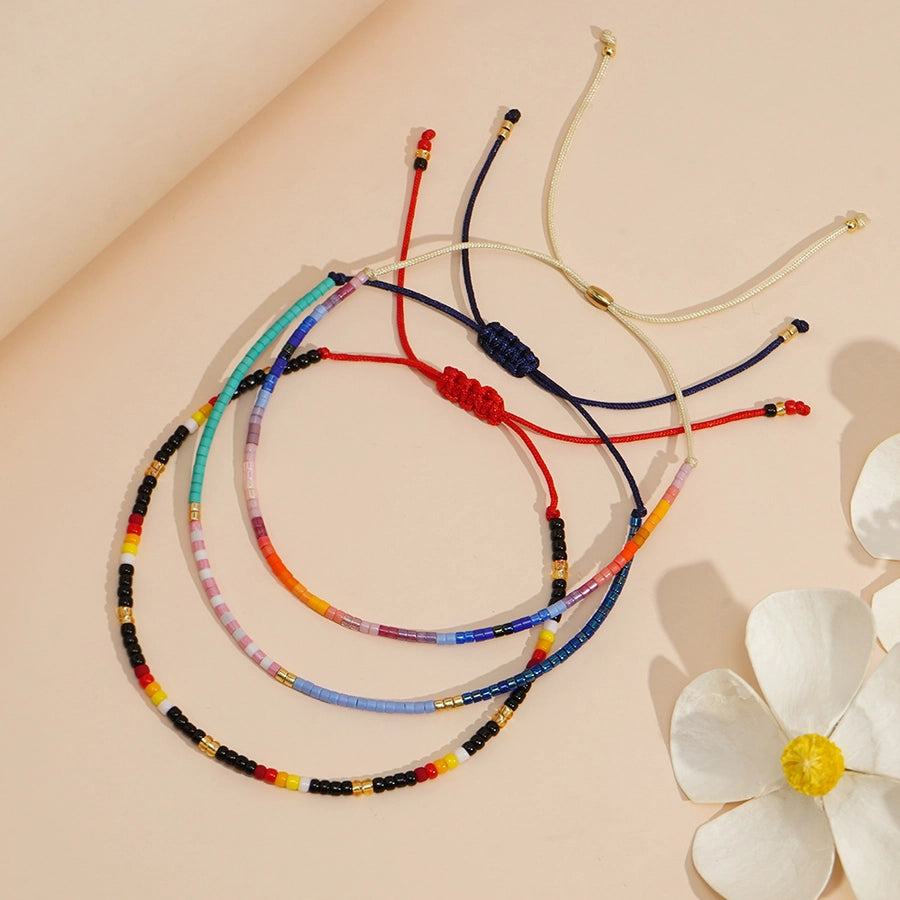 Bohemian Round Seed Bead Wax line Copper  Beaded Bracelets