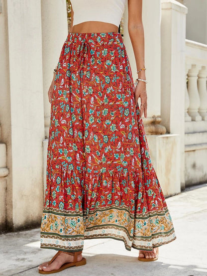 Summer Vacation Printing Polyester Maxi Long Dress Skirts