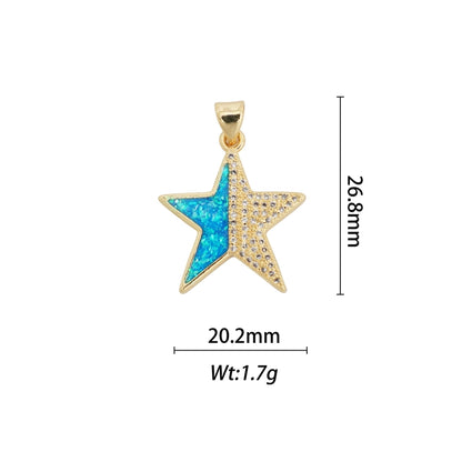 1 Piece Copper Zircon Geometric Star Pendant