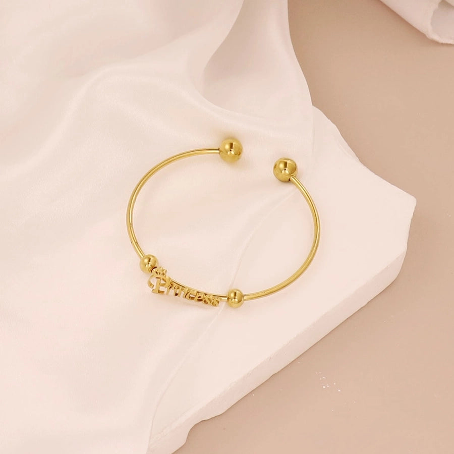 Simple Style Round 304 Stainless Steel 18K Gold Plated Cuff Bracelets In Bulk Stainless Steel Bracelets