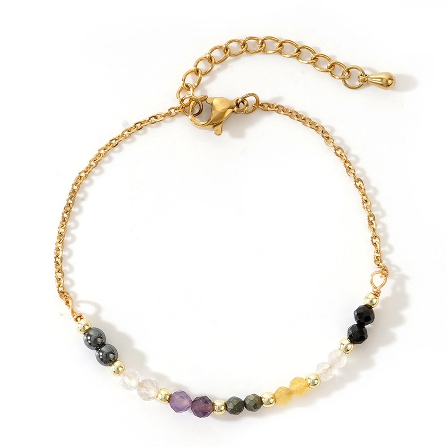 Bohemian Round natural stone Copper cable chain String Bracelets