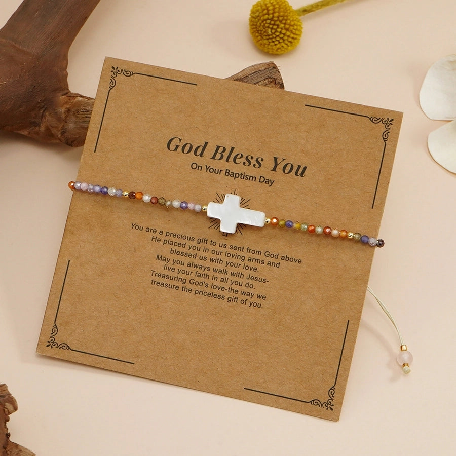 Simple Style Cross Eye natural stone Wax line Shell  String Bracelets