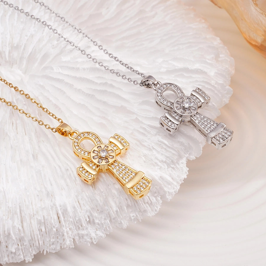 Jewelry Glam Lady Sexy Cross 304 Stainless Steel Copper Necklace