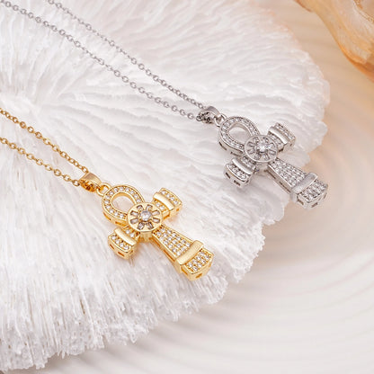 Jewelry Glam Lady Sexy Cross 304 Stainless Steel Copper Necklace