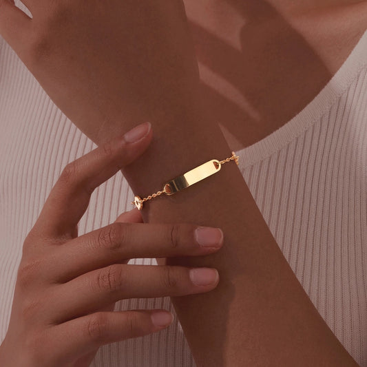 Basic Flower 304 Stainless Steel 18K Gold Plated cable chain ID Bracelet Bracelets In Bulk Stainless Steel Bracelets