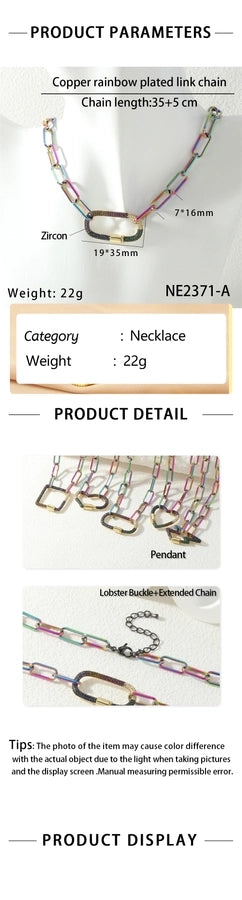 Jewelry Hip-Hop Geometric Copper Zircon Necklace