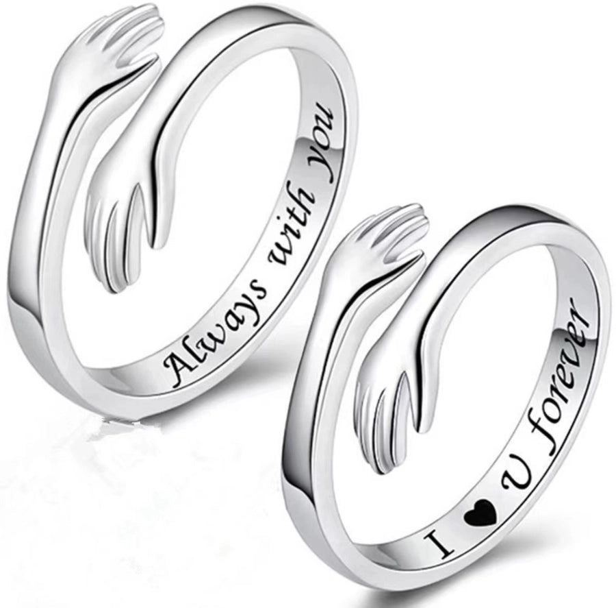 Dibo s925 sterling silver hands hug ring women's simple fashion   explosions jewelry manufacturers
