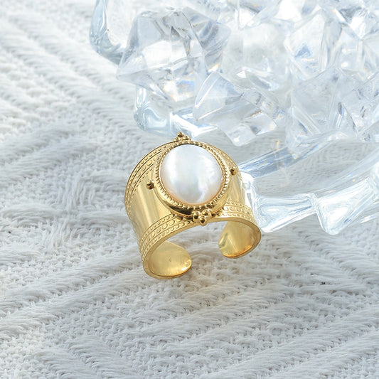 Jewelry Casual Cute Simple Style Geometric 304 Stainless Steel Shell 14K Gold Plated Open Rings