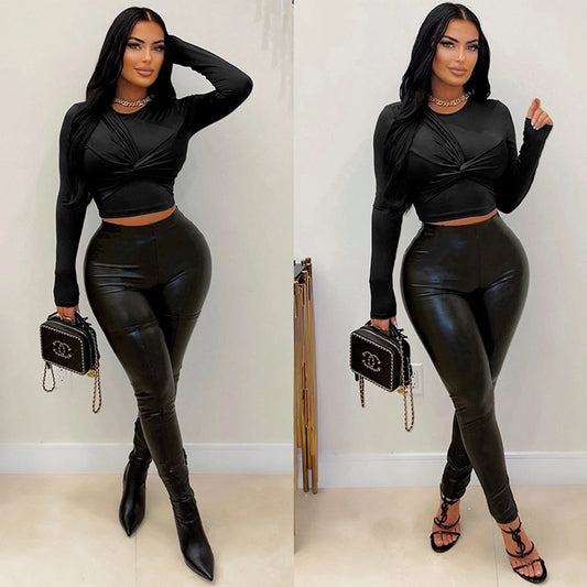 Daily Women's Streetwear Solid Color Spandex Polyester Pants Sets Pants Sets