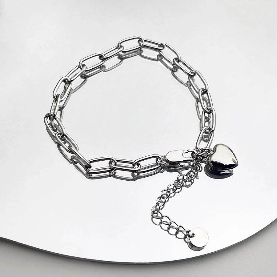 Jewelry Simple Style Classic Style Heart Shape Copper K Gold Plated White Gold Plated Polishing Plating Bracelets